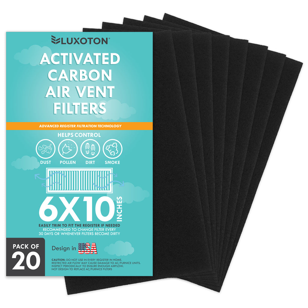 Activated Carbon Air Vent Filters for Home - 6" x 10" Floor Vent Filters - Pack of 20 Pieces