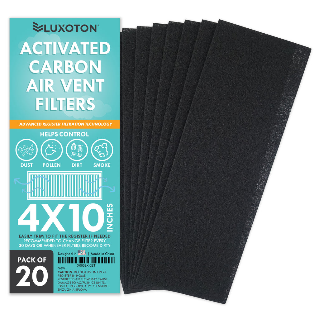 Activated Carbon Air Vent Filters for Home - 4" x 10" Floor Vent Filters