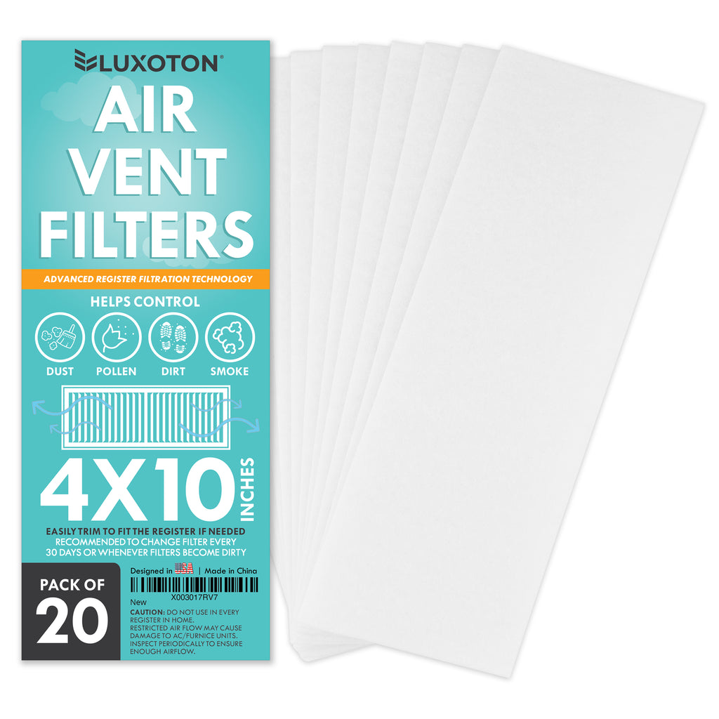 Air Vent Filters for Home - 4" x 10" Floor Vent Filters - 20 Pieces