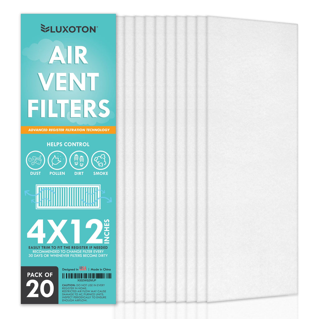 Air Vent Filters for 4" x 12" Floor Registers | Pack of 20 Pieces - LUXOTON