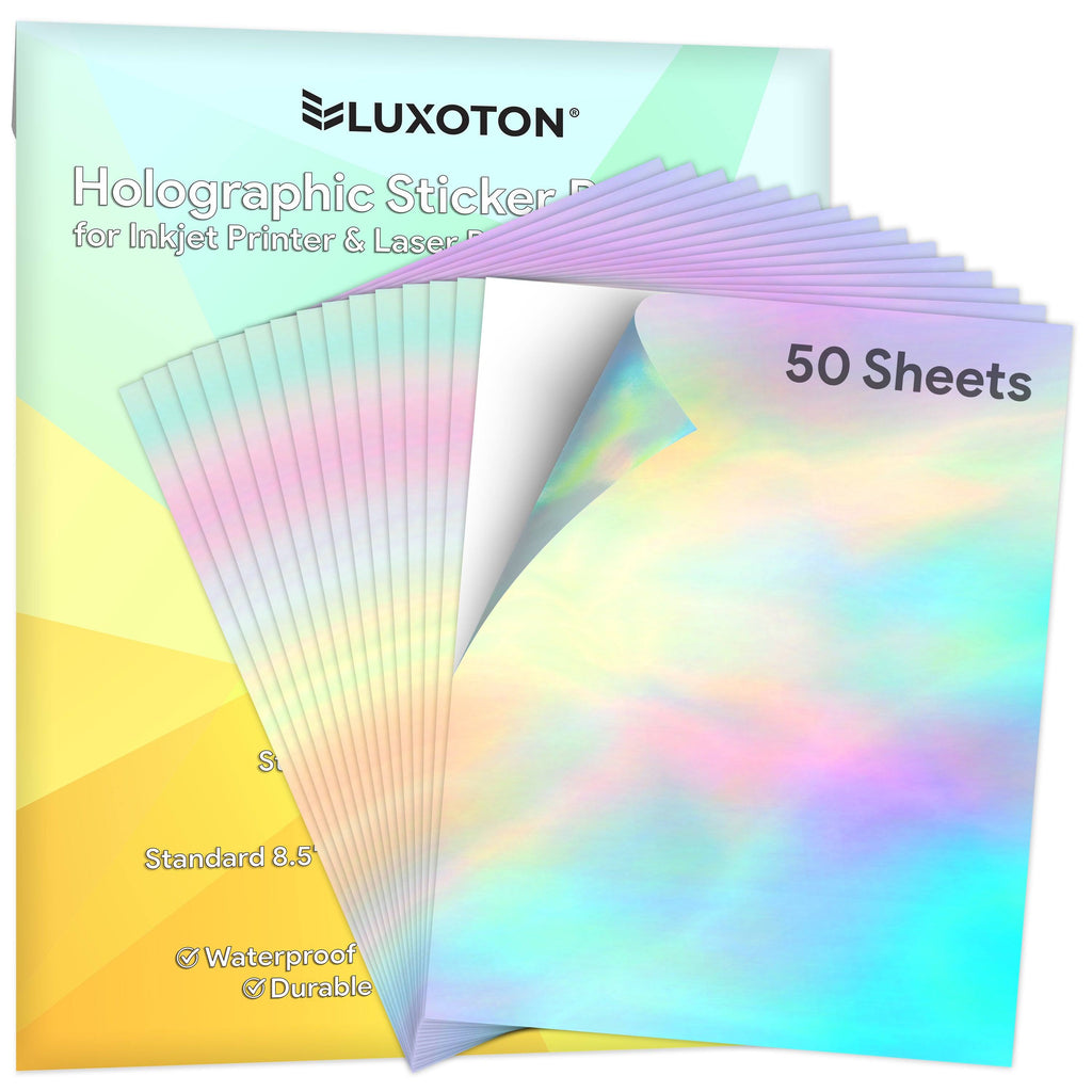 100 feuilles papier autocollant holographique 8,5 x11 pouces pour  imprimante à jet d'encre et imprimante laser taille de lettre US Holographic
